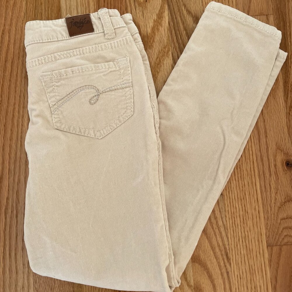 Original 2010 Justice Mall Store Cream Corduroy Pants Size 10R